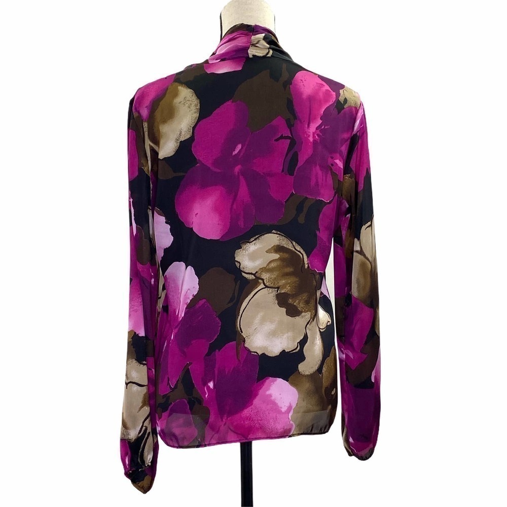 NEW Directions Floral Tie-Neck Blouse Size Medium - Picture 2 of 10